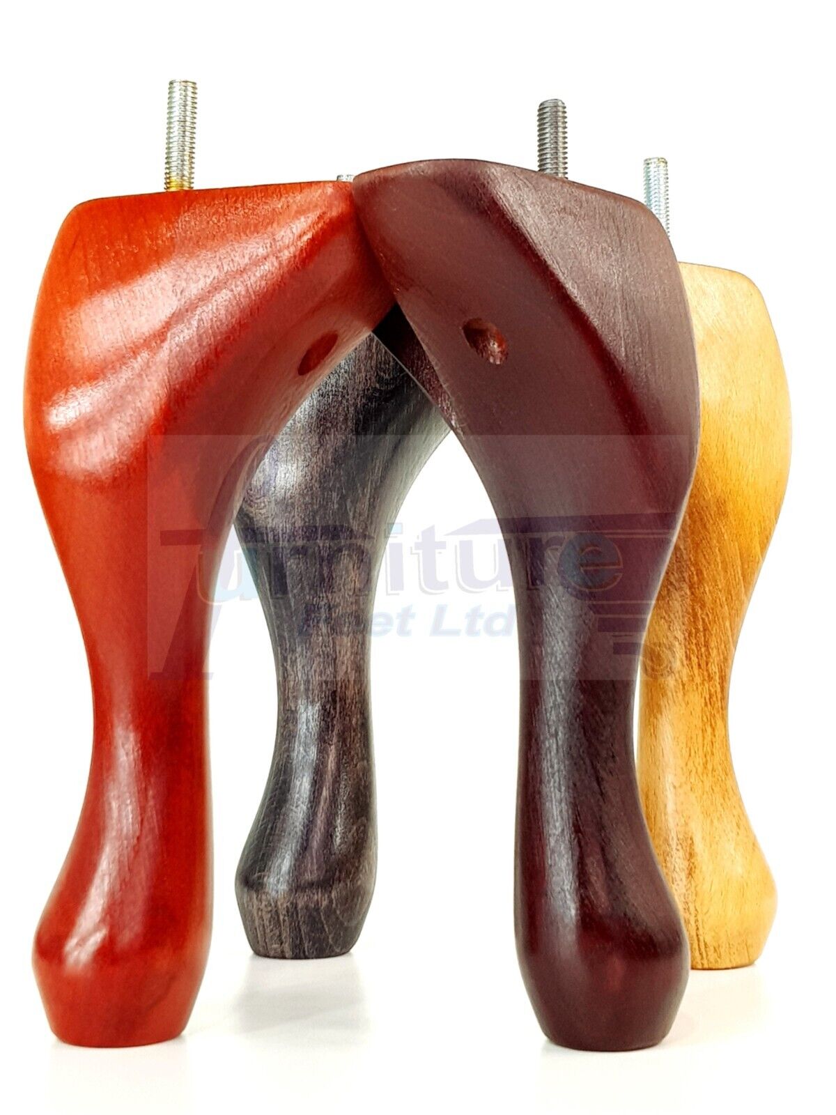 4x Solid Wood Furniture Feet 225mm High Vintage Queen Anne Replacement Legs M8 8 Inches