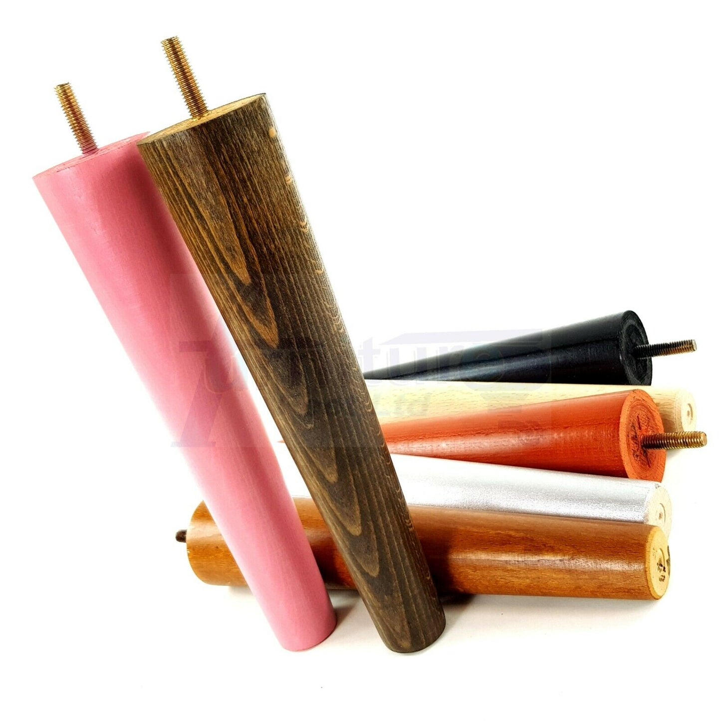 4 Retro Wood Replacement Furniture Chair Legs M8 Footstool Settee Sofa Feet 240mm High