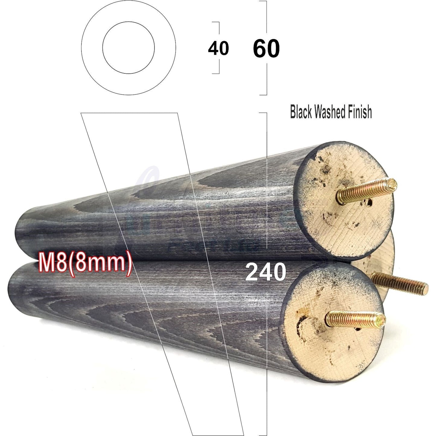4x Wood Replacement Angled Furniture Chair Legs M8 Settee Sofa Feet 240mm High