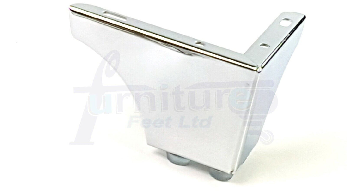 4 Metal Furniture Legs 70mm High Chrome Corner Feet Sofa Chair Beds Cabinets