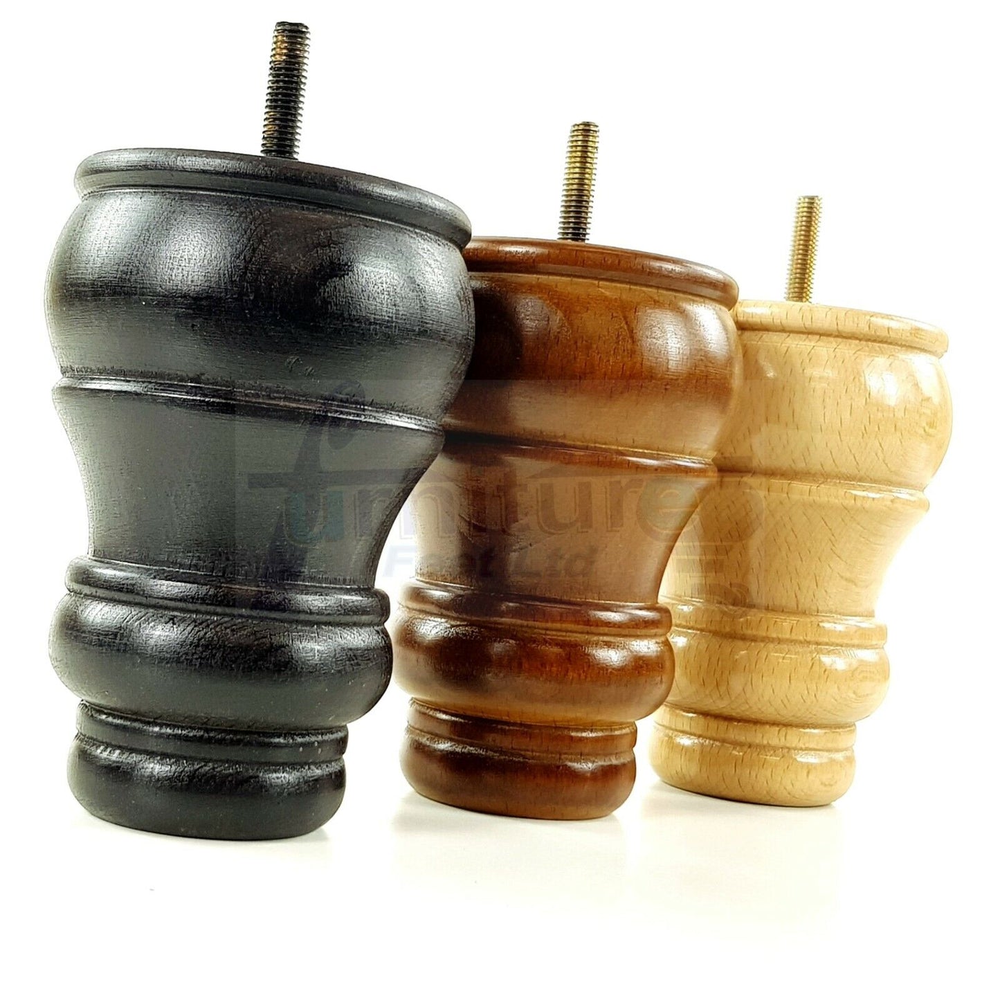 4 Turned Wood Furniture Chair Legs M8 Replacement Sofa Settee Feet 125mm High