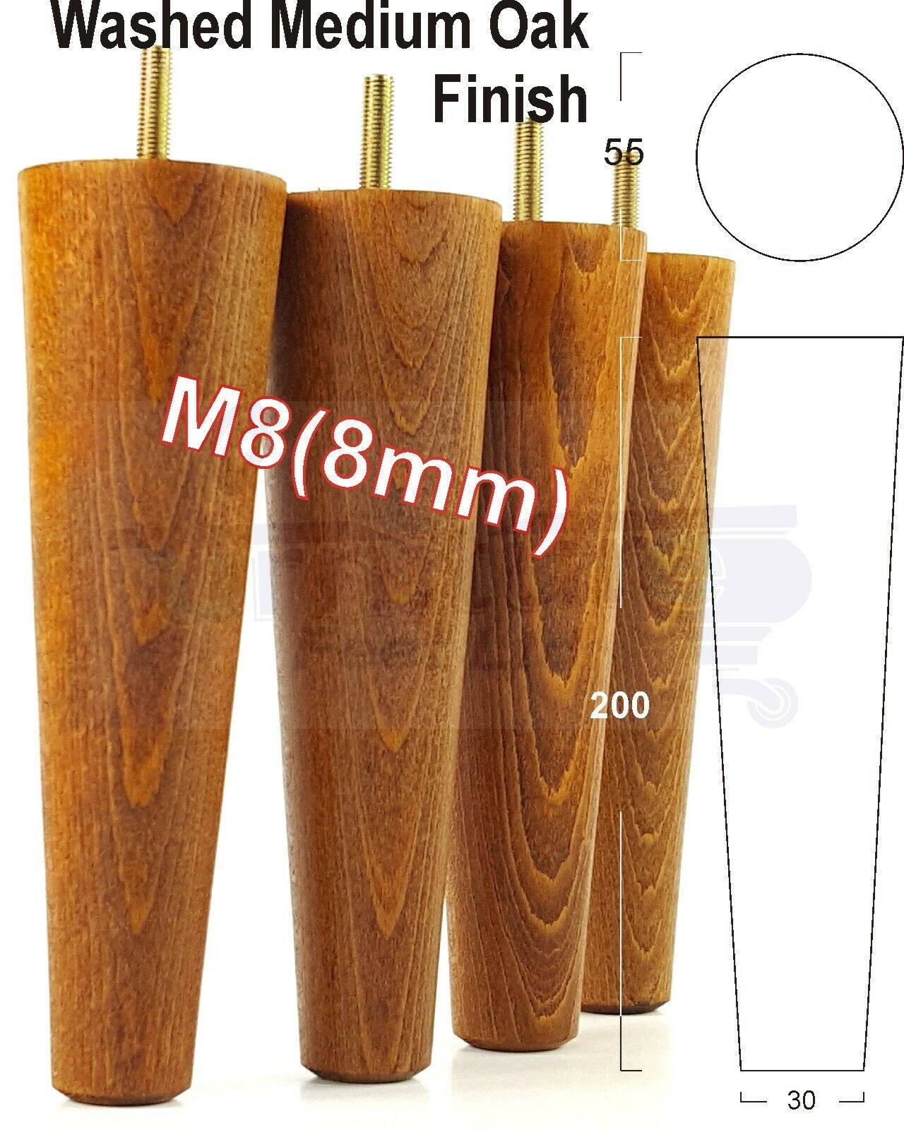 4 Retro Turned Wood Replacement Furniture Chair Legs M8 Footstool Settee Sofa Feet 200mm High