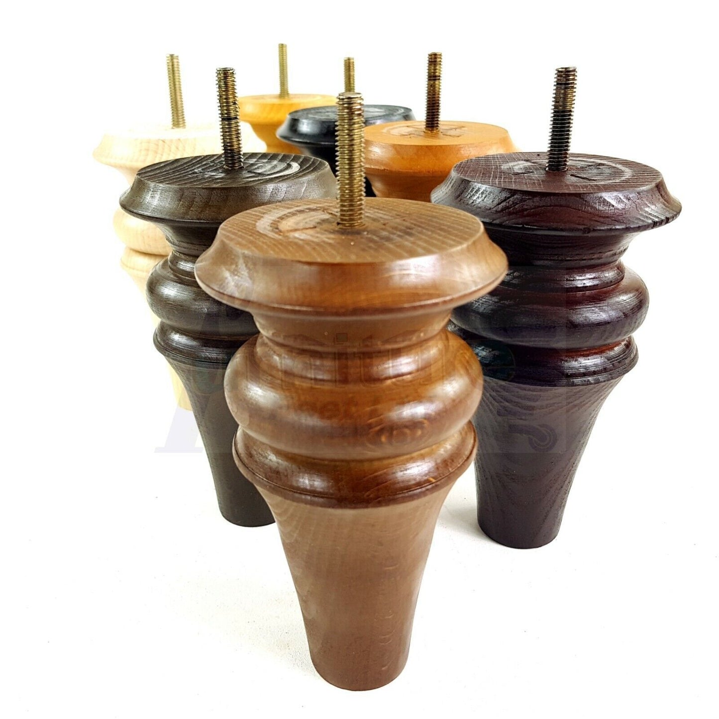 4x Turned Furniture Legs 150mm High M8(8mm) Replacement Feet