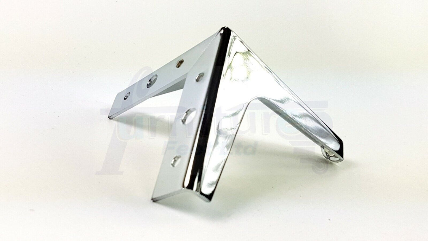 4x Metal Furniture Legs 140mm High Chrome Corner Feet Sofa Chair Beds Cabinets