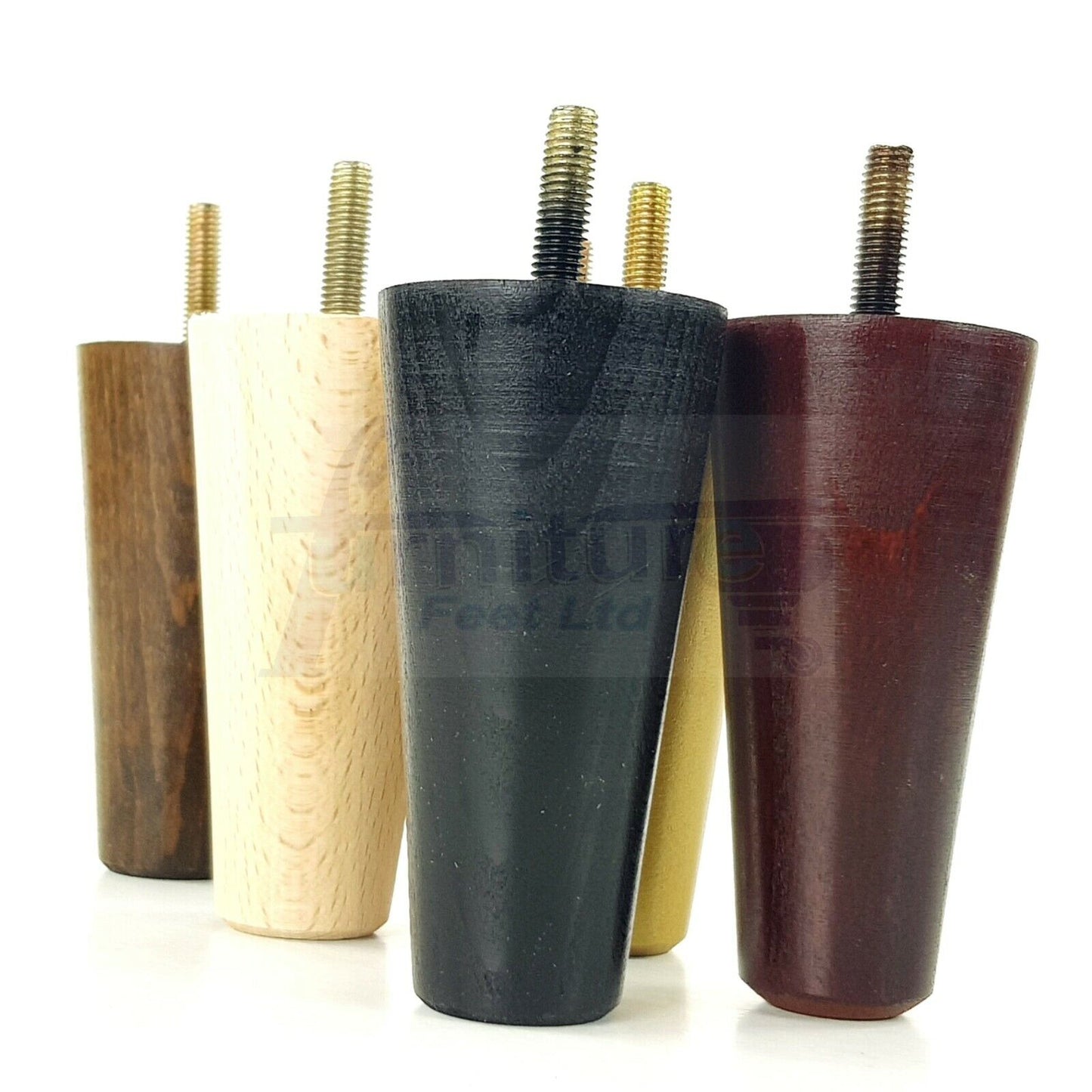 4 Turned Wood Replacement Furniture Chair Legs M8 Settee Sofa Round Feet 100mm High