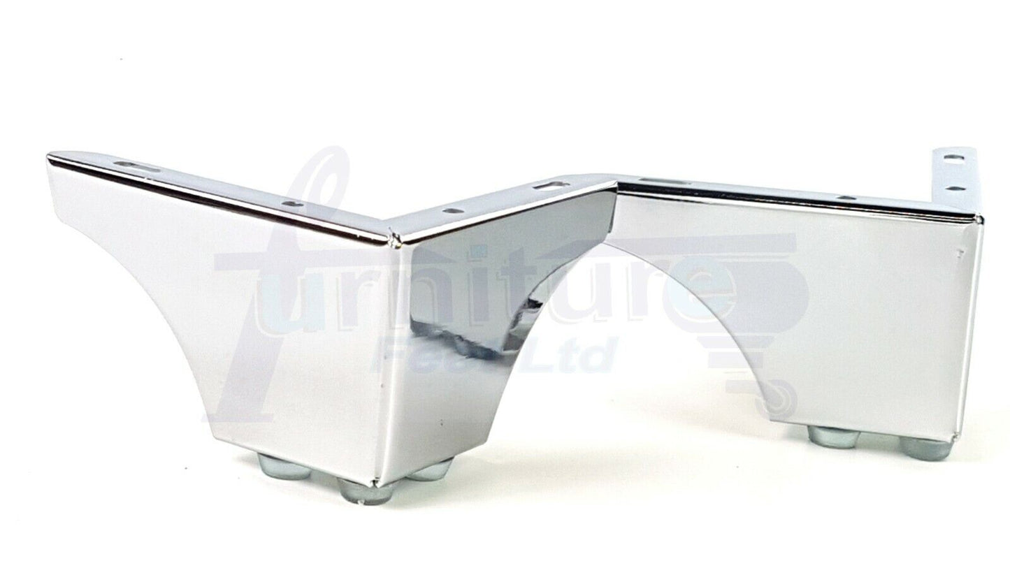 4 Metal Furniture Legs 70mm High Chrome Corner Feet Sofa Chair Beds Cabinets