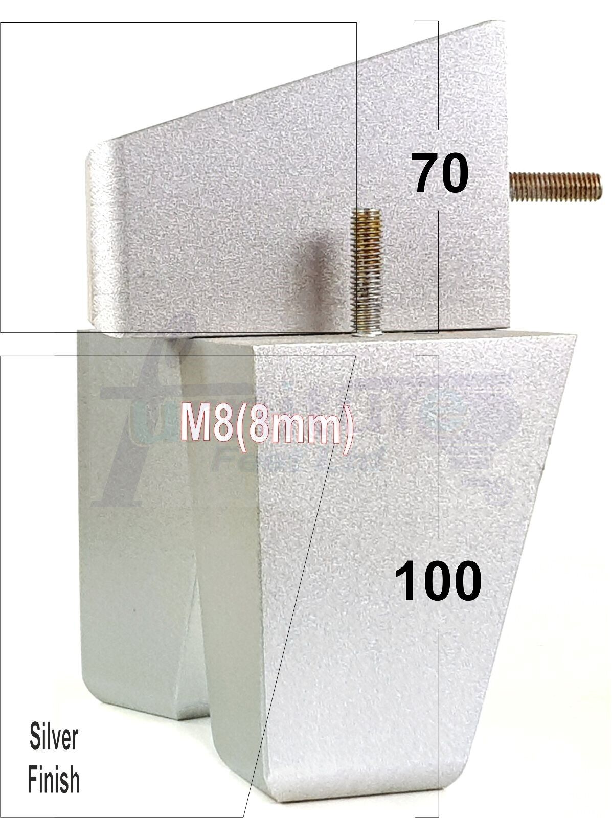 4x Angled Block Wood Sofa Legs 100mm High Replacement Furniture Feet Chairs Cabinets M8(8mm)