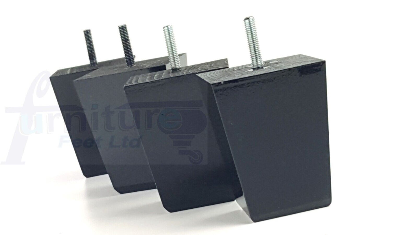 Set Of 4 Square Block Solid Wood Furniture Feet Replacement Legs 100mm High M8(8mm)