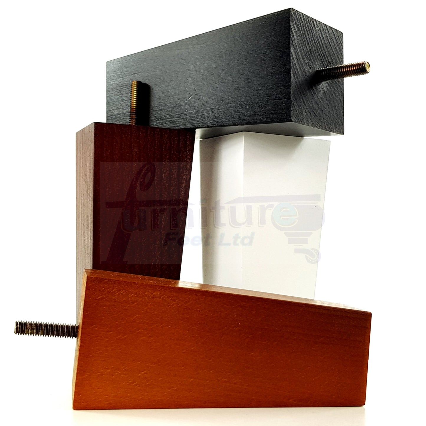 4 Solid Wood Furniture Feet Square Replacement Block Tapered Legs 150mm High M8 Sofa Chairs Stools Cabinets Beds