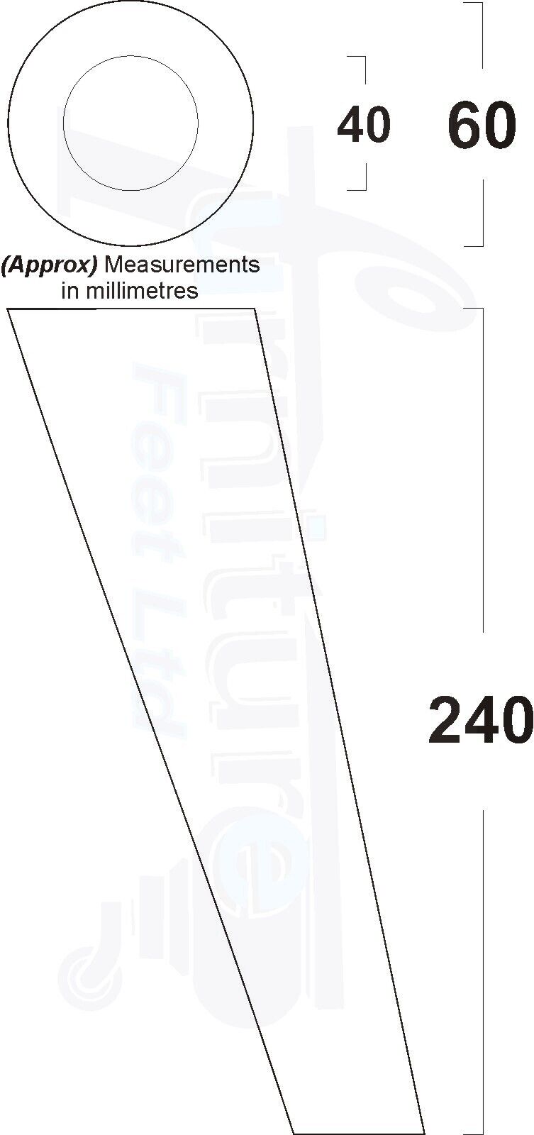 4x Wood Replacement Angled Furniture Chair Legs M8 Settee Sofa Feet 240mm High