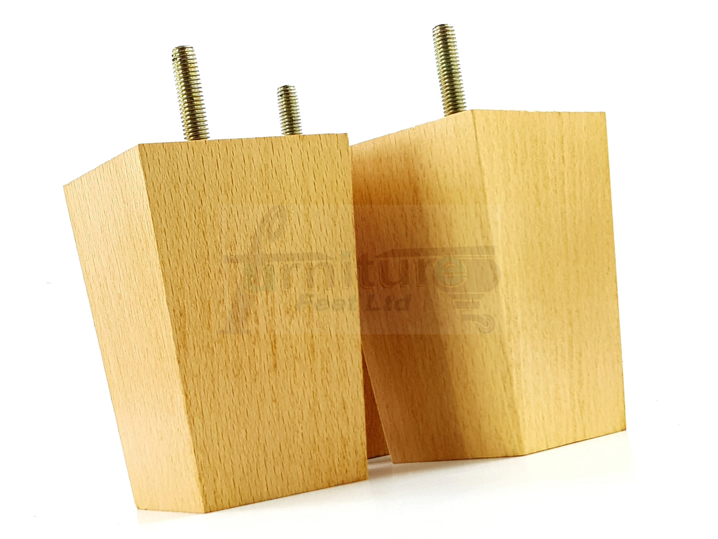 Solid Wood Furniture Feet Square Replacement Block Tapered Legs 100mm High M8 Set of 4 Sofa Chairs Stools Cabinets Beds