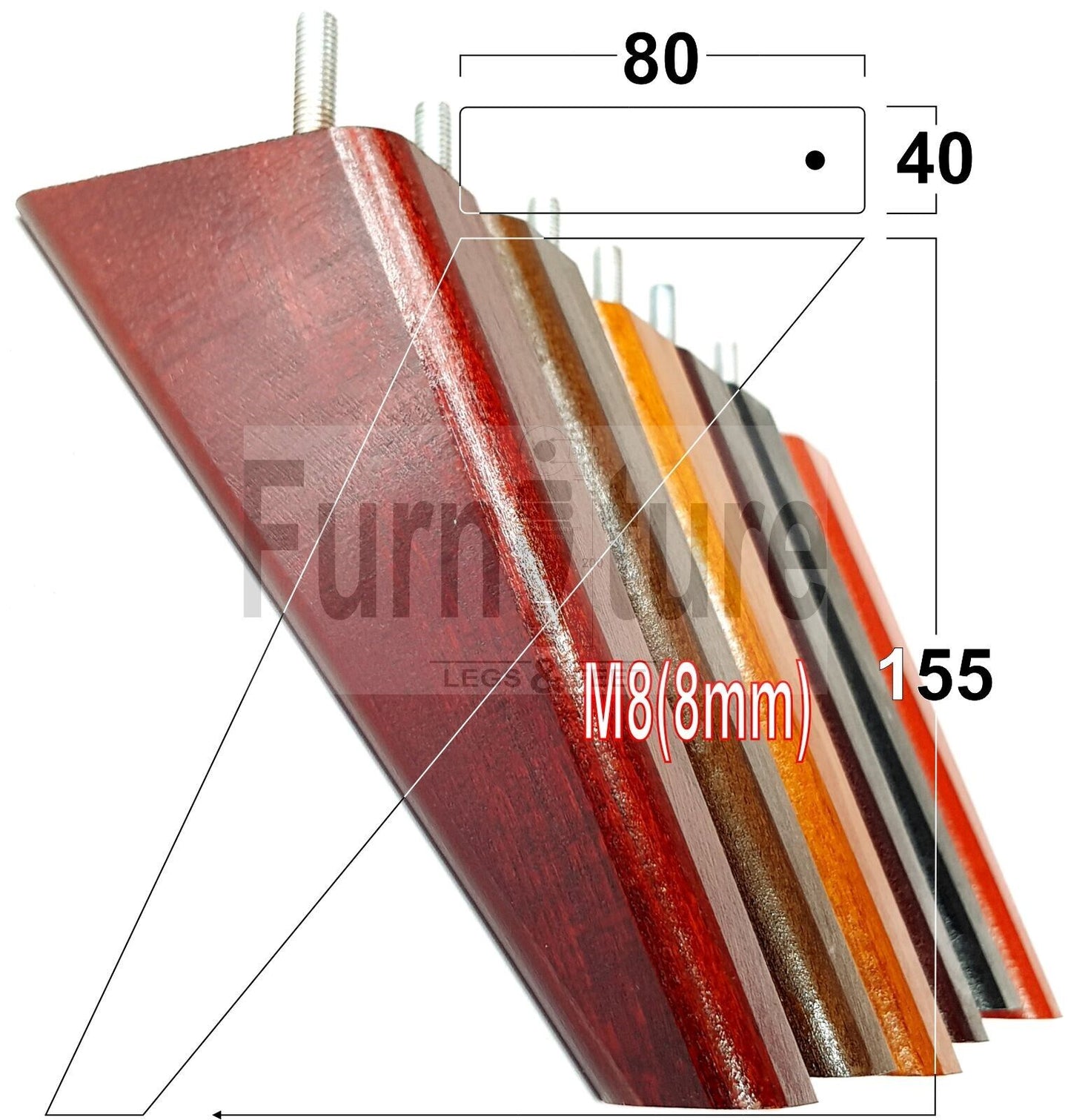 4 Replacement Tapered Feet 150mm High Wood Angled Furniture Legs 6 Inches Tall Chairs Stools Sofa's Beds Settee Cabinets M8