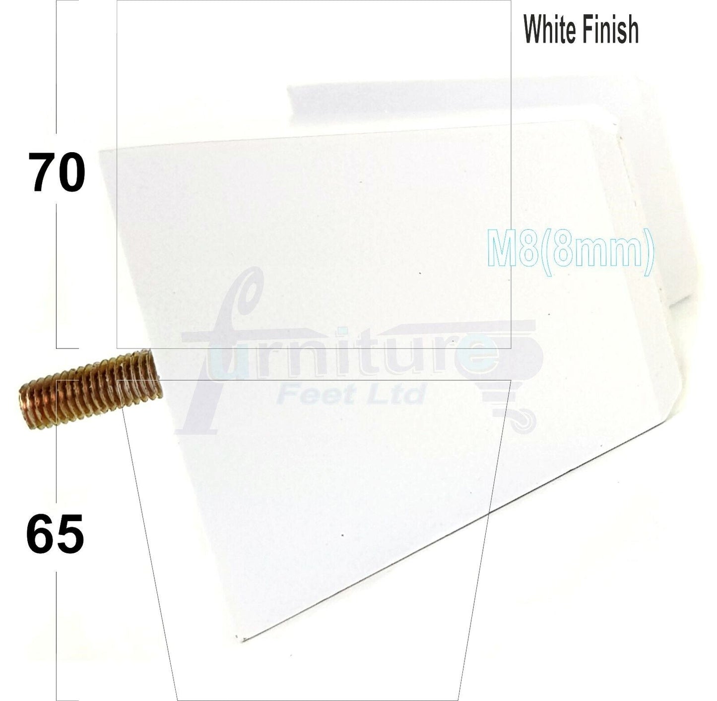 Set Of 4 Solid Wood Square Block Furniture Feet Replacement Legs 65mm High M8(8mm)