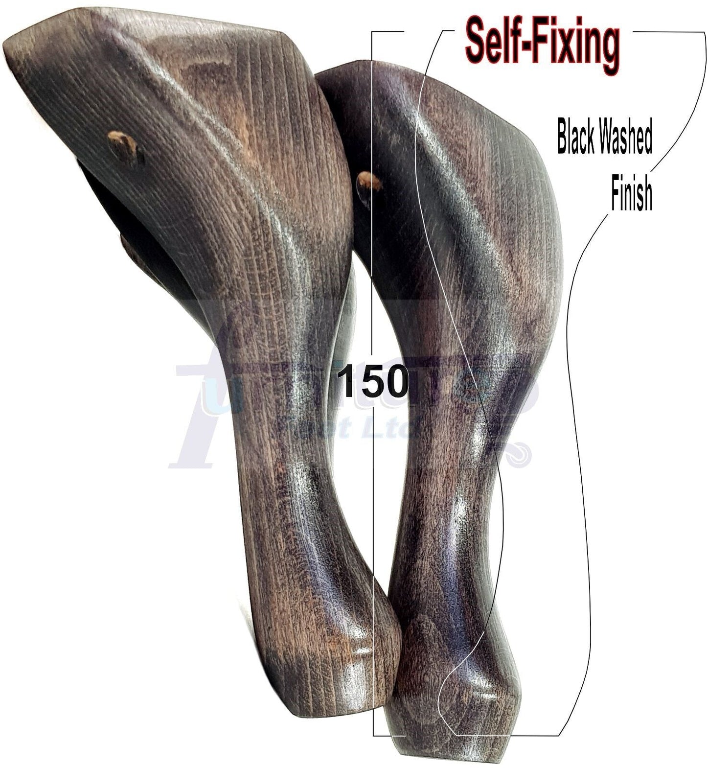 4x Solid Wooden Queen Anne Furniture Feet 150mm High Sofa Chair Beds (Self-Fix)