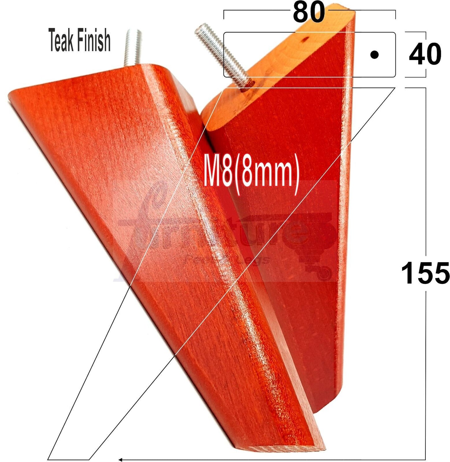 4 Replacement Tapered Feet 150mm High Wood Angled Furniture Legs 6 Inches Tall Chairs Stools Sofa's Beds Settee Cabinets M8