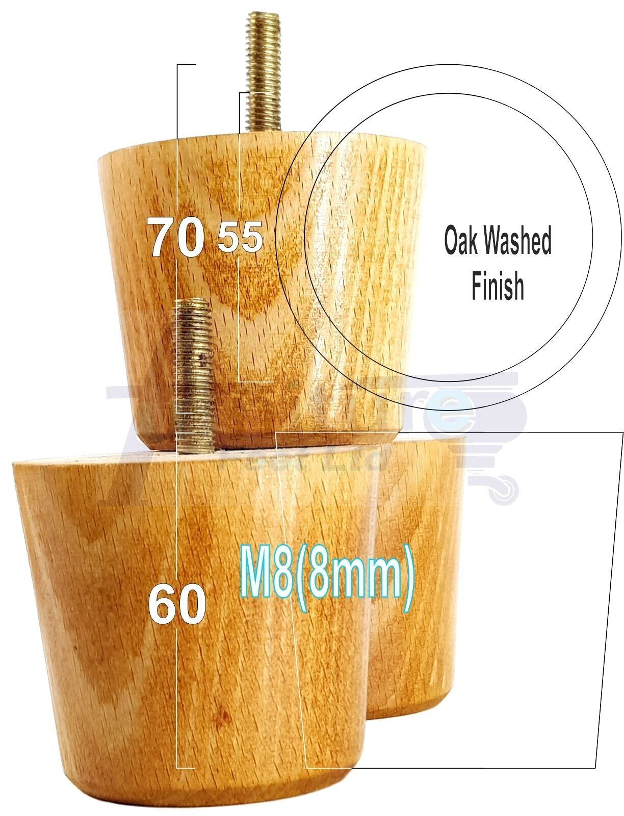 4 Replacement Bun Feet 60mm High Solid Wood Turned Furniture Legs M8 Multiple Colours Chairs Stools Sofa's Beds Settee & Cabinets 2.3 inches
