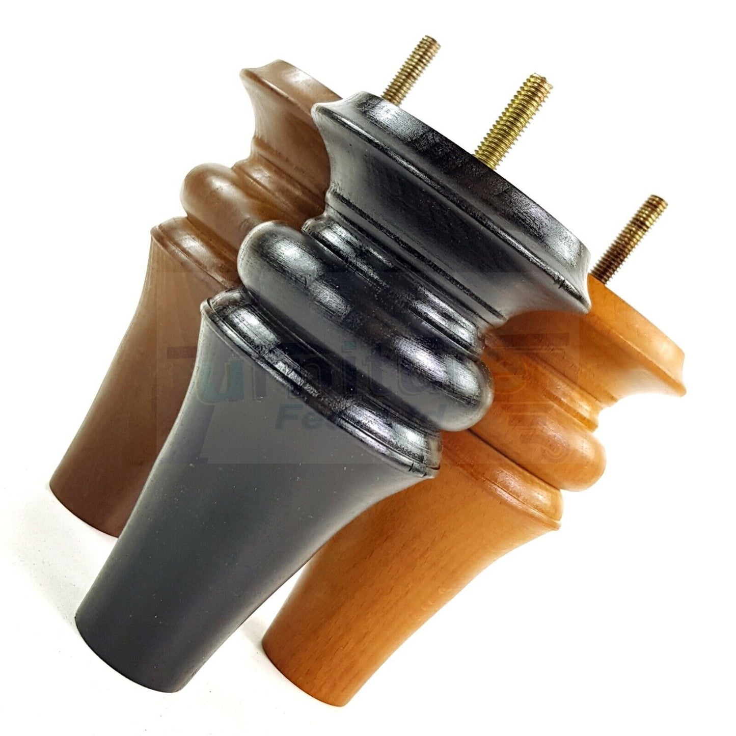 4x Turned Furniture Legs 150mm High M8(8mm) Replacement Feet
