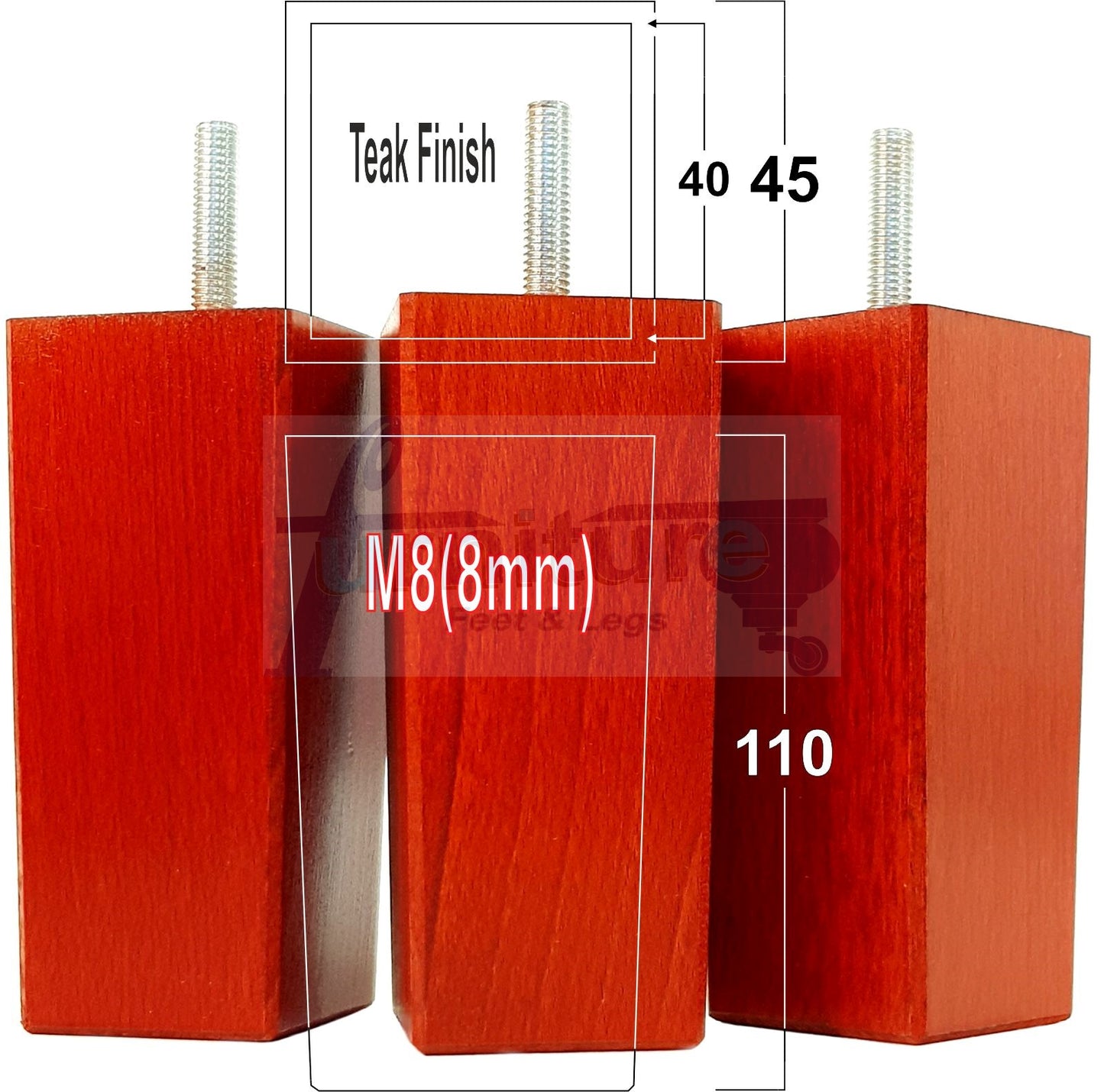 4 Wood Furniture Feet Replacement Legs 110mm High Chairs Stools Sofa Bed Settee & Cabinets M8