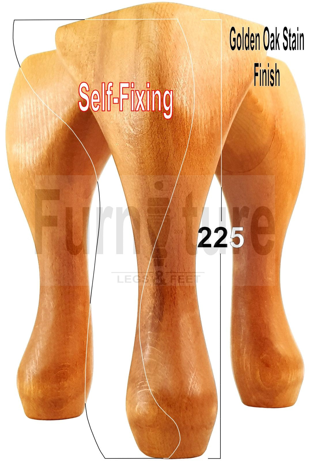 4 Wooden Traditional Queen Anne Furniture Legs 225mm Sofa Chair Beds (Self-Fix)