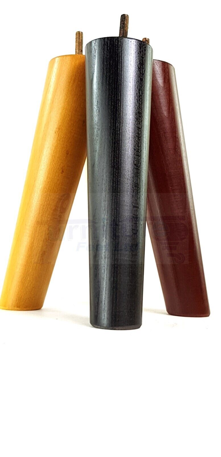 4 Solid Wood Turned Furniture Feet Replacement Mid Centry Angled Retro Legs 220mm High M8 Sofa Chairs Stools Cabinets Beds