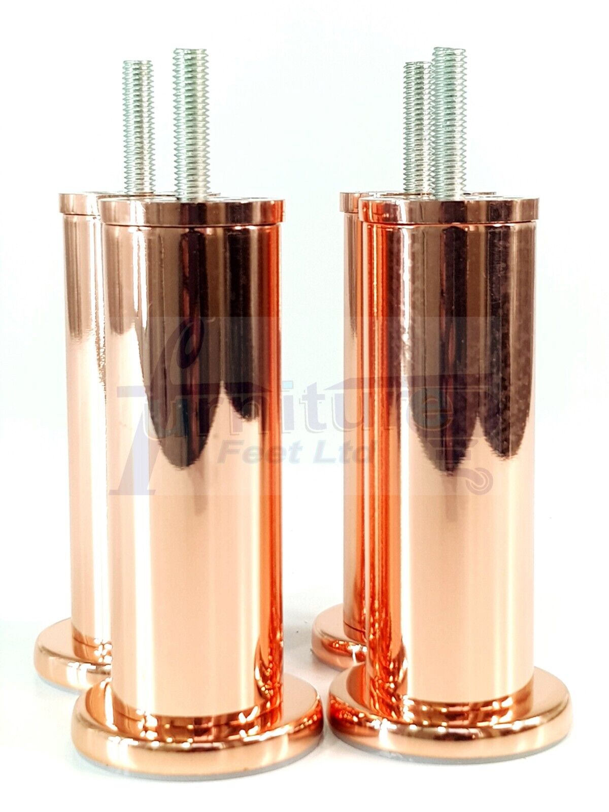 4 Rose Gold Furniture Feet Metal Copper Legs 125mm High Sofa Chair Beds Cabinets