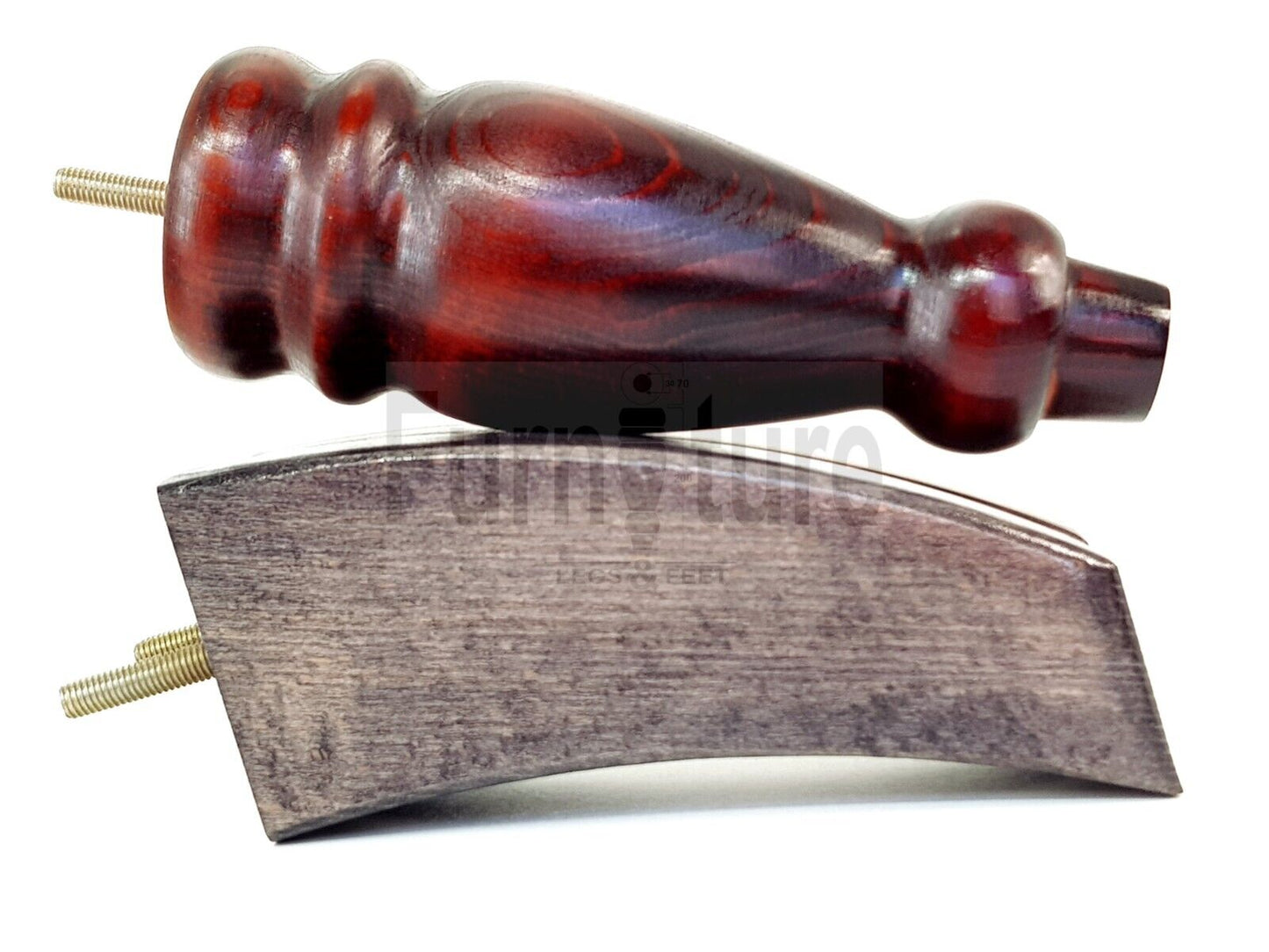 2 Turned Furniture Feet Replacement Sofa Legs 200mm & 2 Curved Back Legs 185mm for Chairs Sofa Settee Cabinets M8