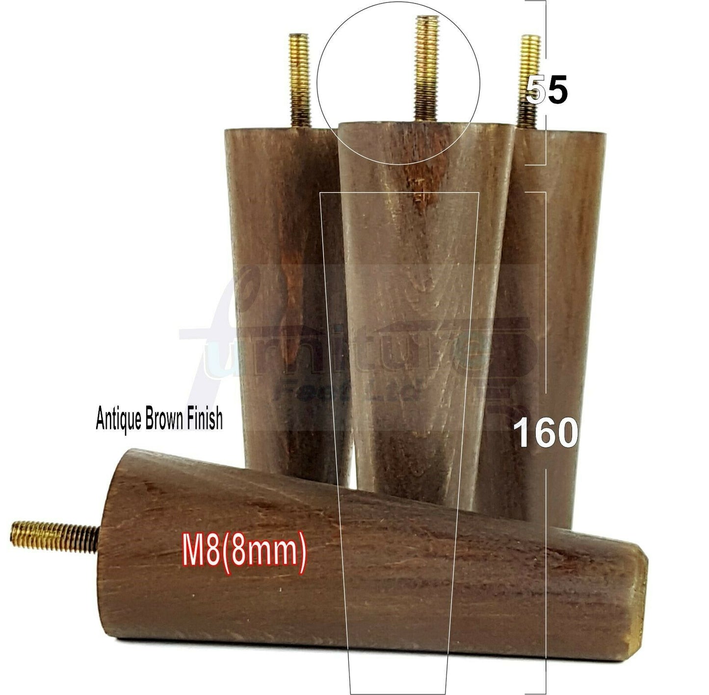 4 Solid Wood Replacement Furniture Chair Legs M8 Settee Sofa Feet 160mm High