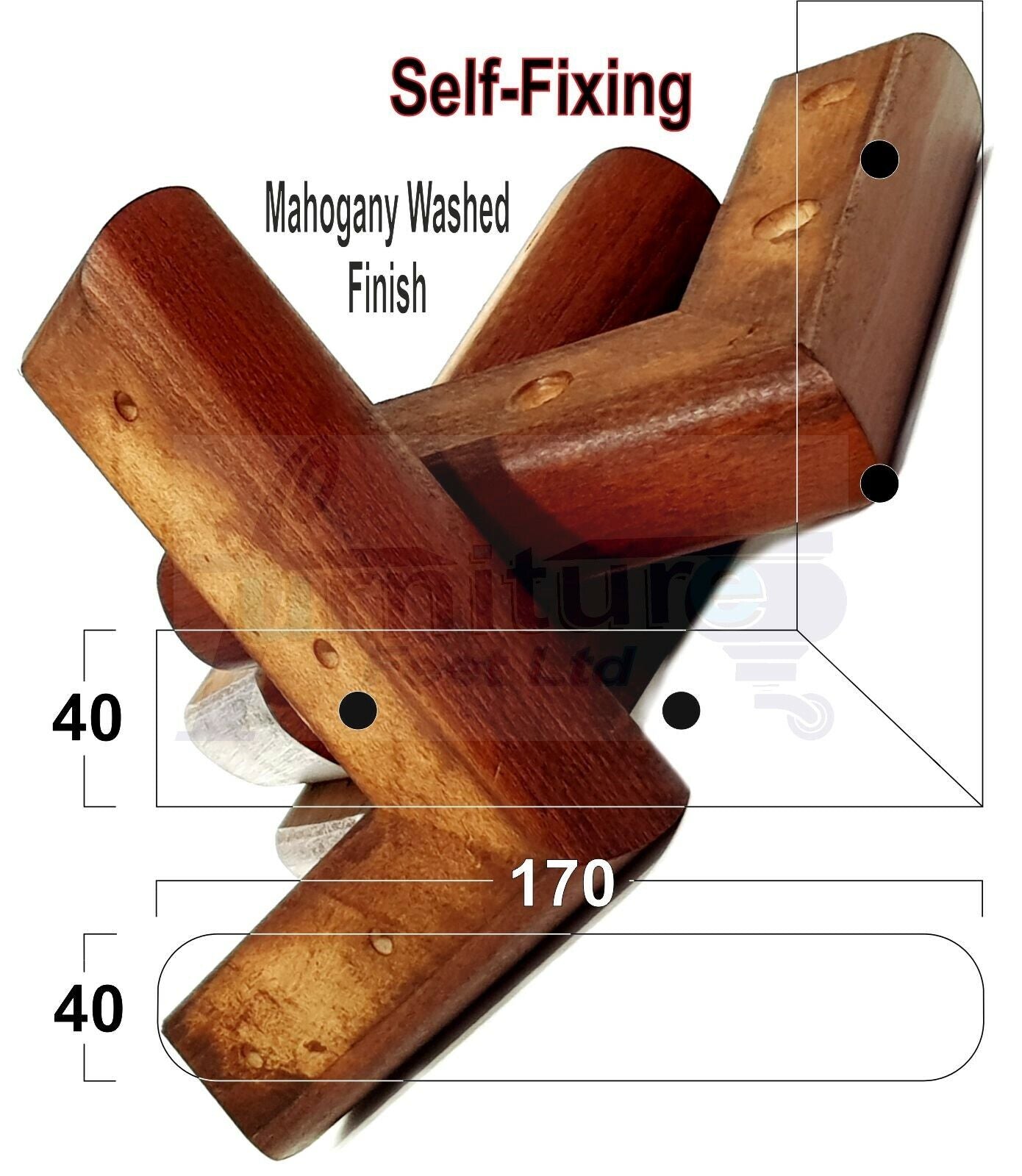 Set Of 4 Wooden Corner Furniture Feet 40mm High Replacement Sofa Chair Legs