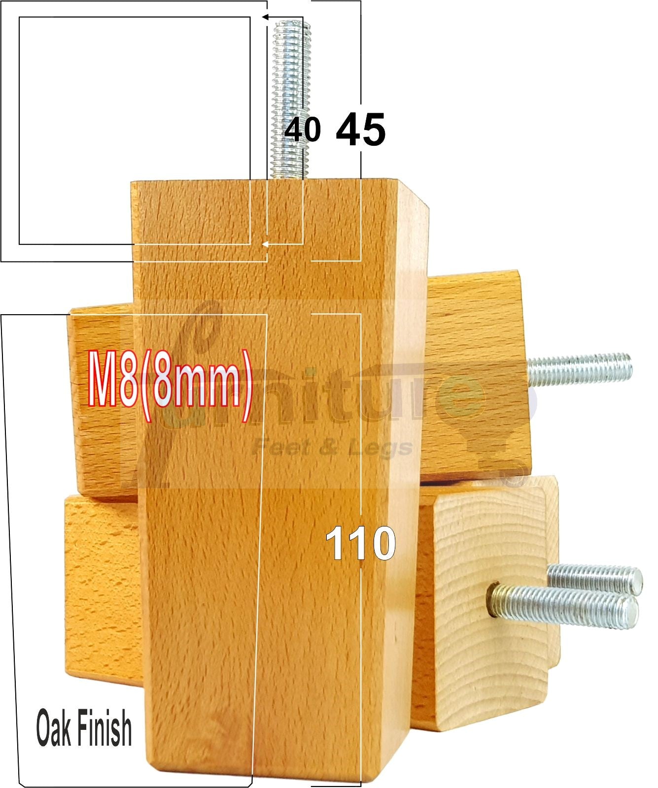 4 Wood Furniture Feet Replacement Legs 110mm High Chairs Stools Sofa Bed Settee & Cabinets M8
