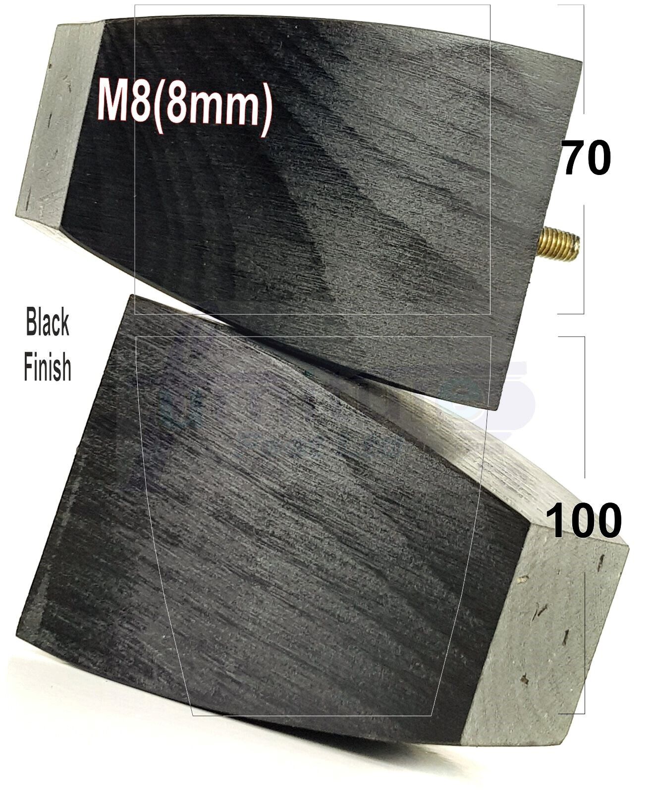 Set Of 4 Solid Wood Square Block Furniture Feet Replacement Legs 100mm High M8(8mm)