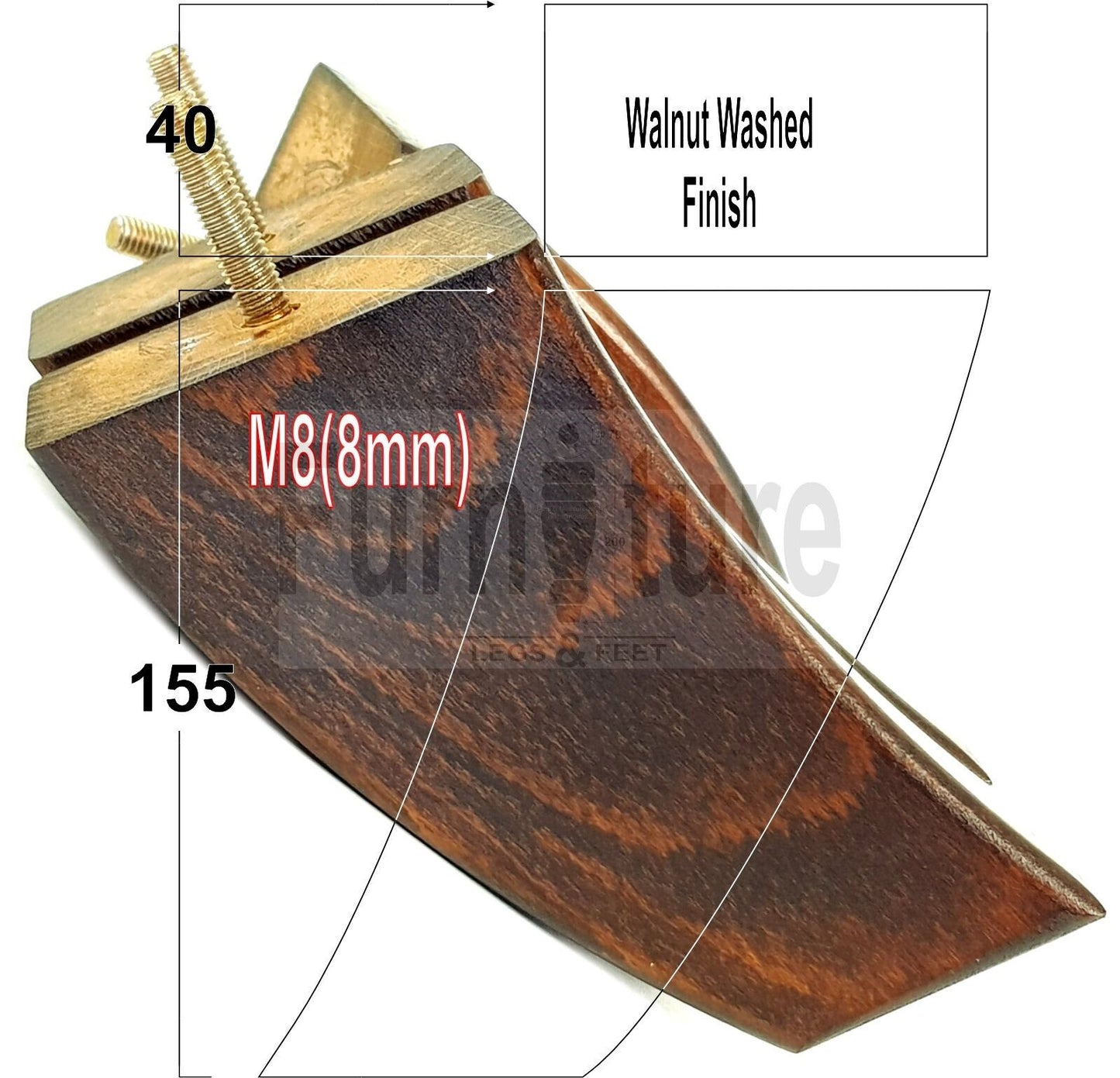 SET OF 4 WOODEN FURNITURE FEET 155mm HIGH REPLACEMENT SOFA LEGS 8mm Thread