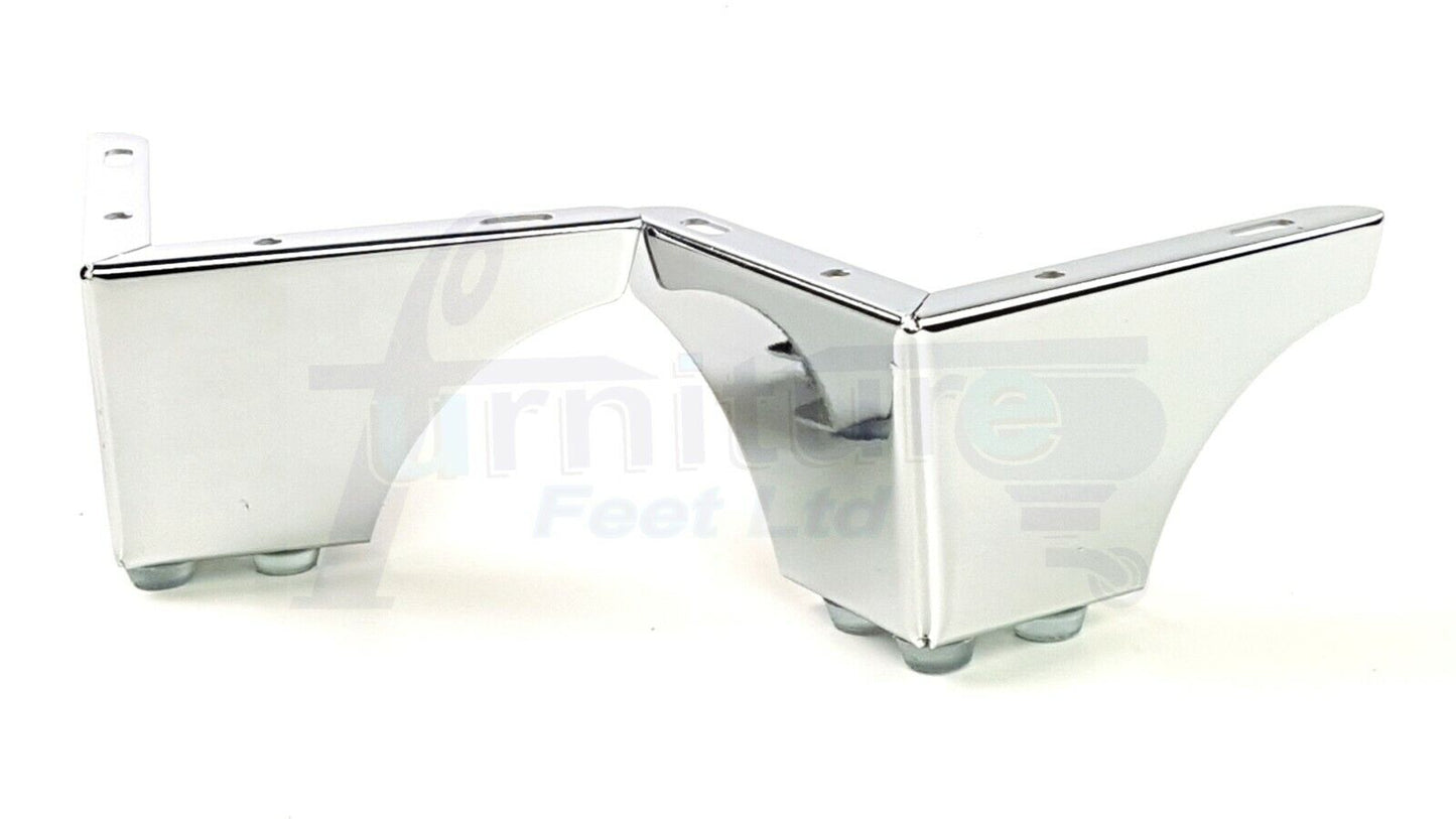 4 Metal Furniture Legs 70mm High Chrome Corner Feet Sofa Chair Beds Cabinets