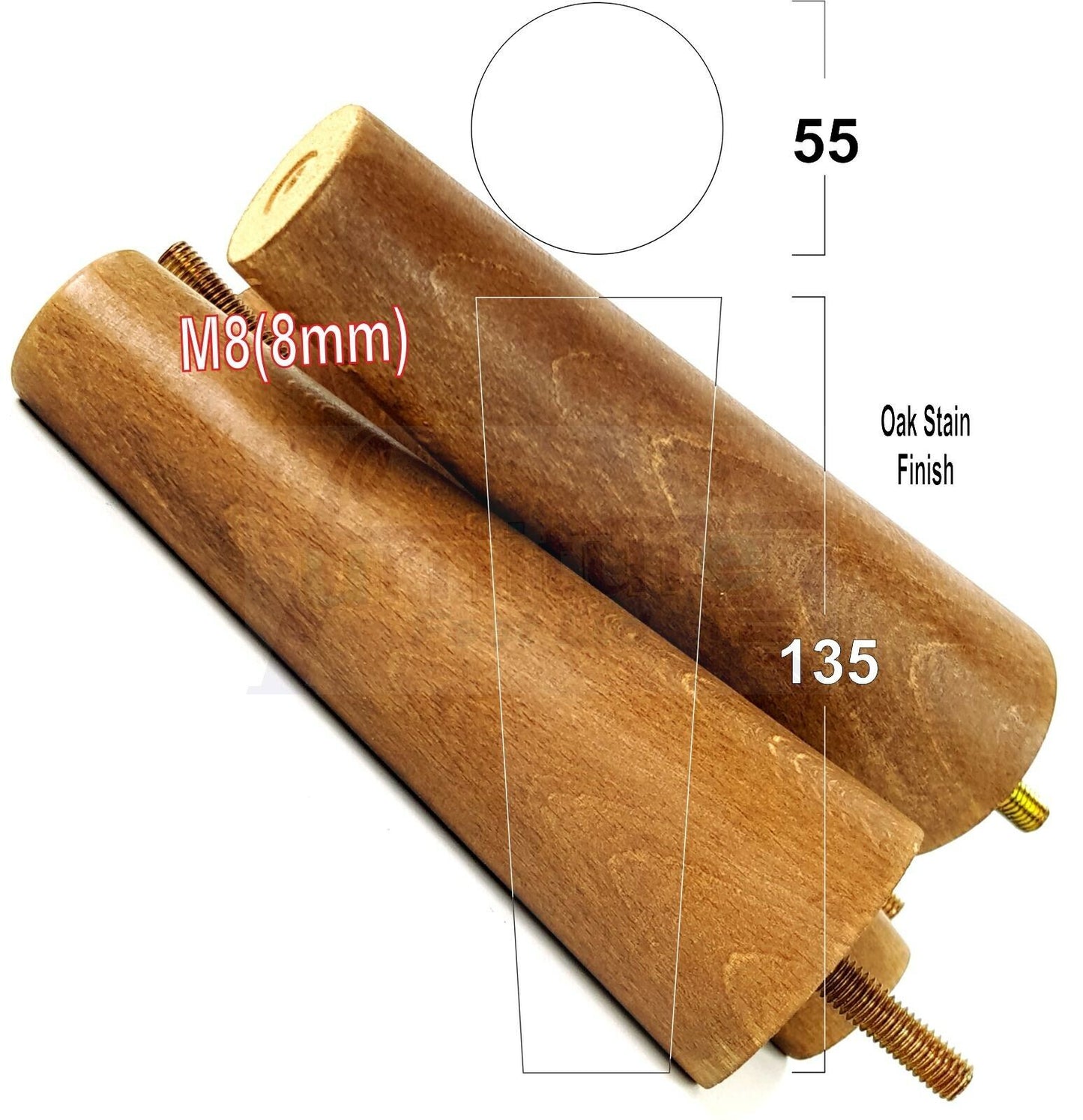4 Solid Wood Replacement Furniture Chair Legs M8 Settee Sofa Feet 135mm High