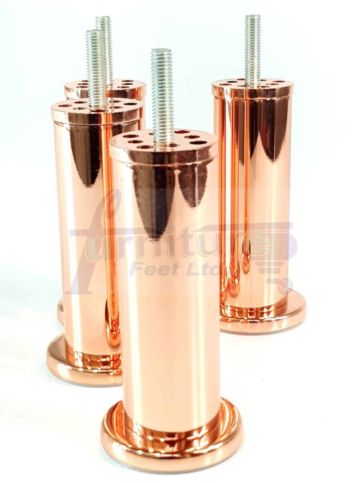 4 Rose Gold Furniture Feet Metal Copper Legs 125mm High Sofa Chair Beds Cabinets