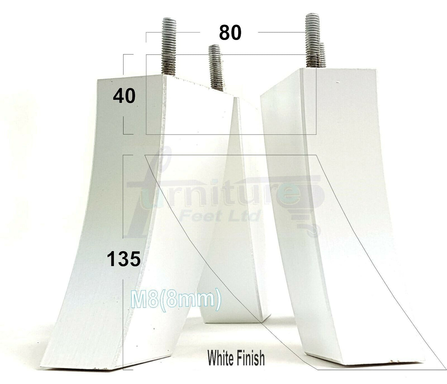 SET OF 4 WOODEN FURNITURE FEET 135mm HIGH REPLACEMENT SOFA LEGS 8mm Thread