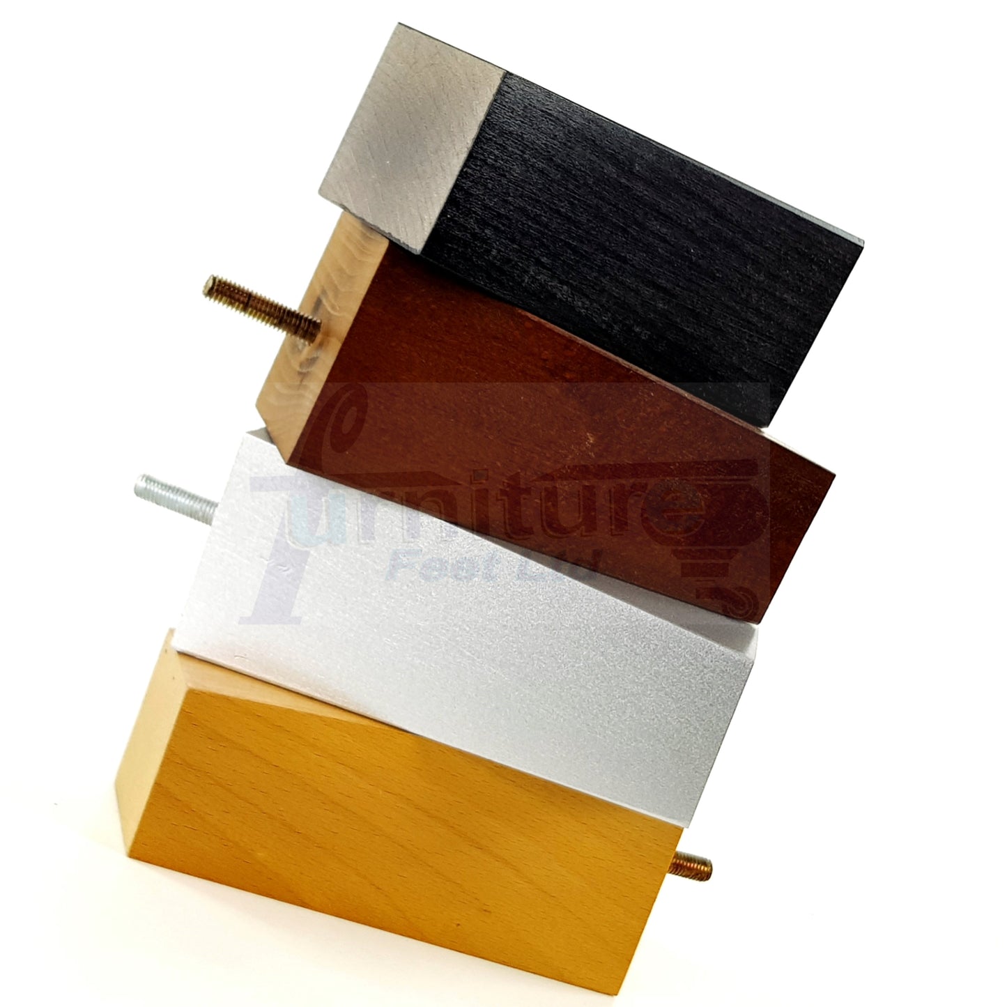 4 Solid Wood Furniture Feet Square Replacement Block Tapered Legs 150mm High M8 Sofa Chairs Stools Cabinets Beds