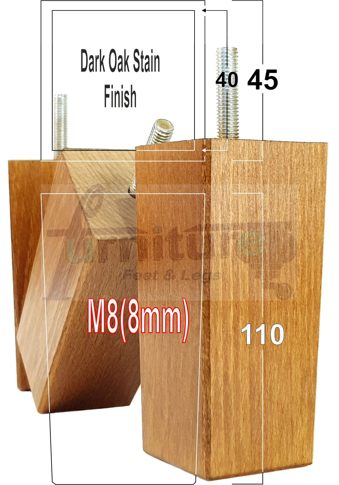 4 Wood Furniture Feet Replacement Legs 110mm High Chairs Stools Sofa Bed Settee & Cabinets M8