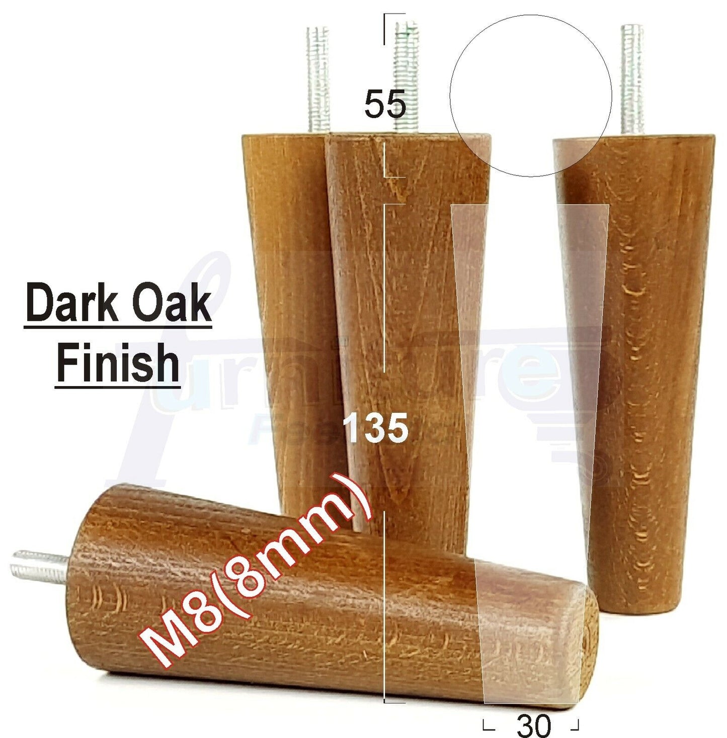 4 Solid Wood Replacement Furniture Chair Legs M8 Settee Sofa Feet 135mm High