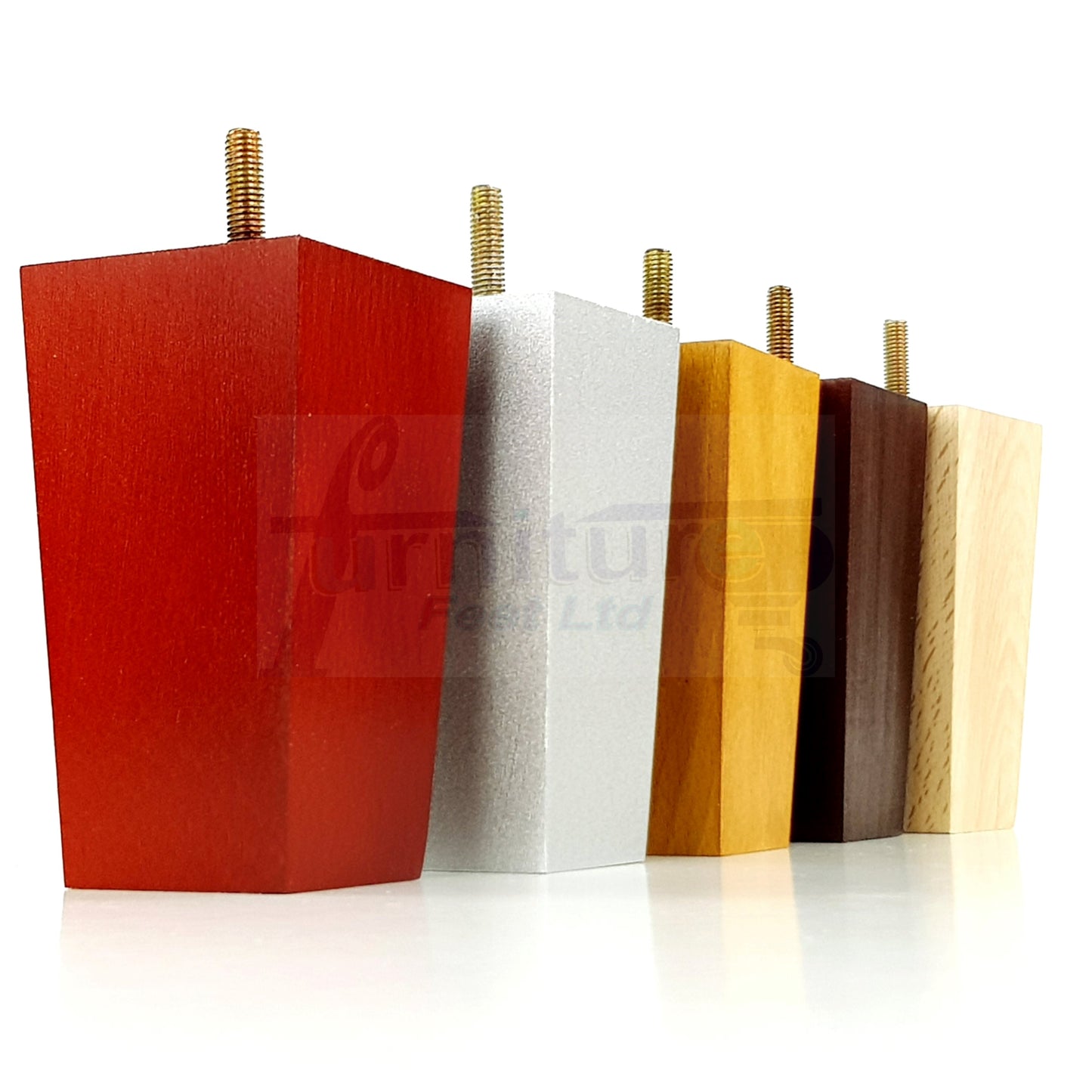 Solid Wood Furniture Feet Square Replacement Block Tapered Legs 120mm High M8 Set of 4 Sofa Chairs Stools Cabinets Beds