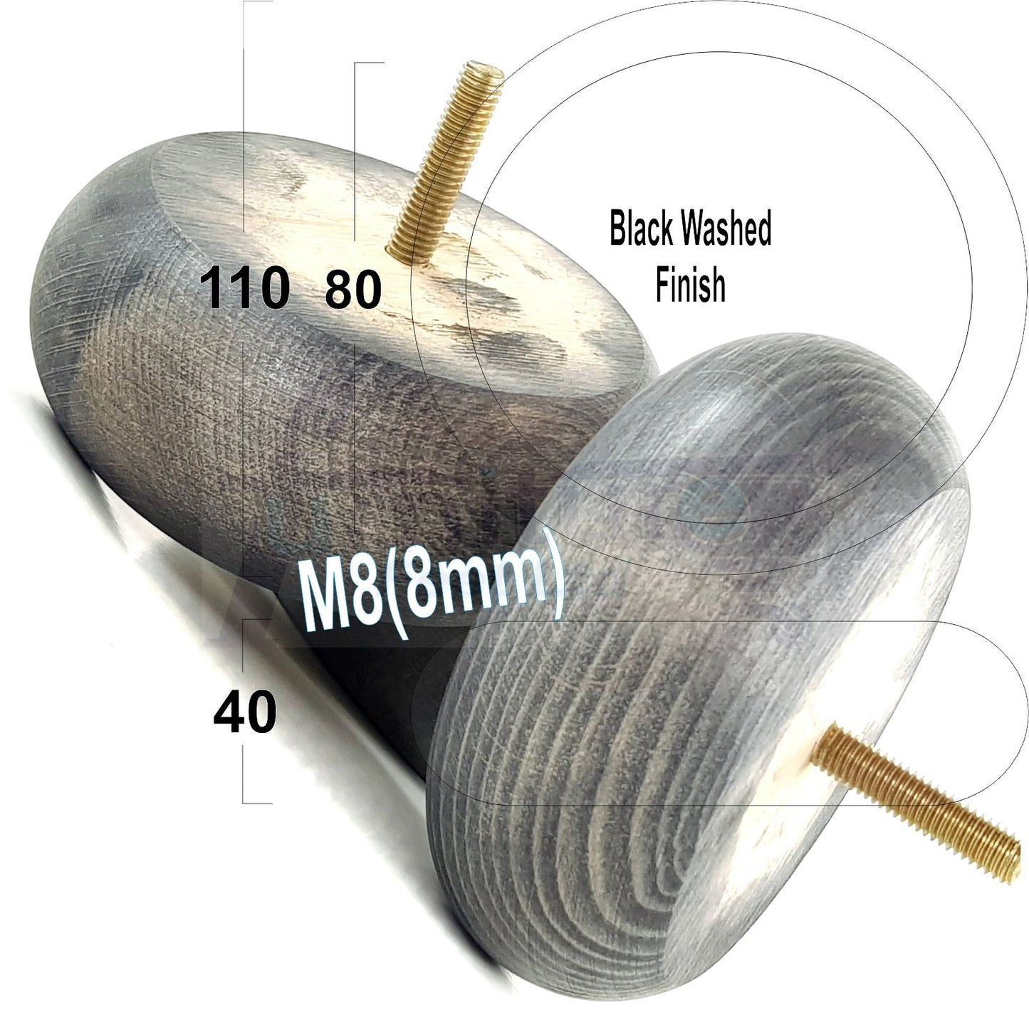 Set Of 4 Turned Wood Furniture Legs Chair Sofa Bed Replacement Bun Feet 40mm High