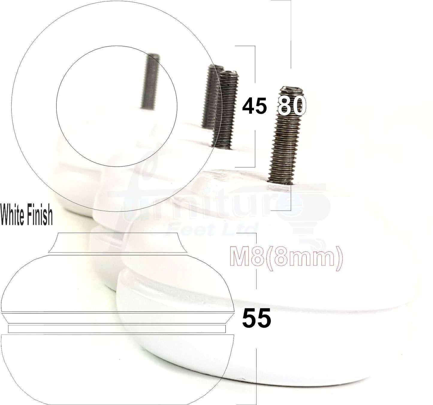 4 Wood Replacment Furniture Chair Legs M8 Sofa Settee Bed Stool Feet 55mm High