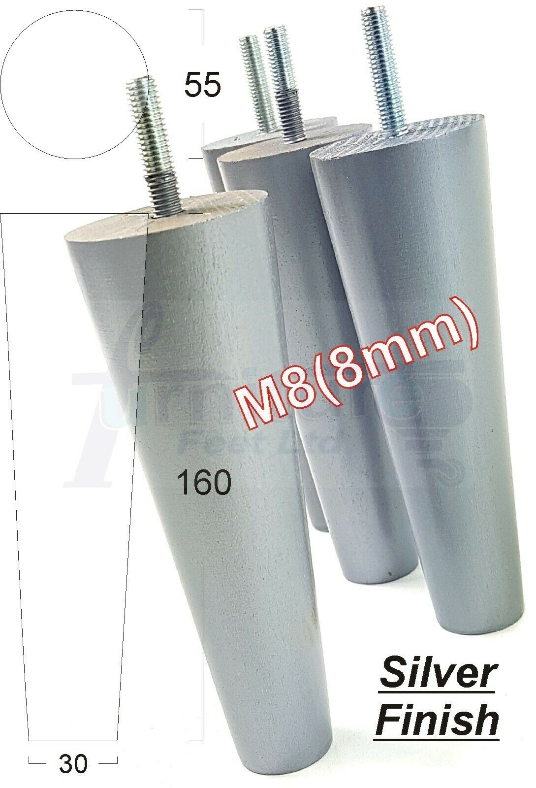 4 Solid Wood Replacement Furniture Chair Legs M8 Settee Sofa Feet 160mm High