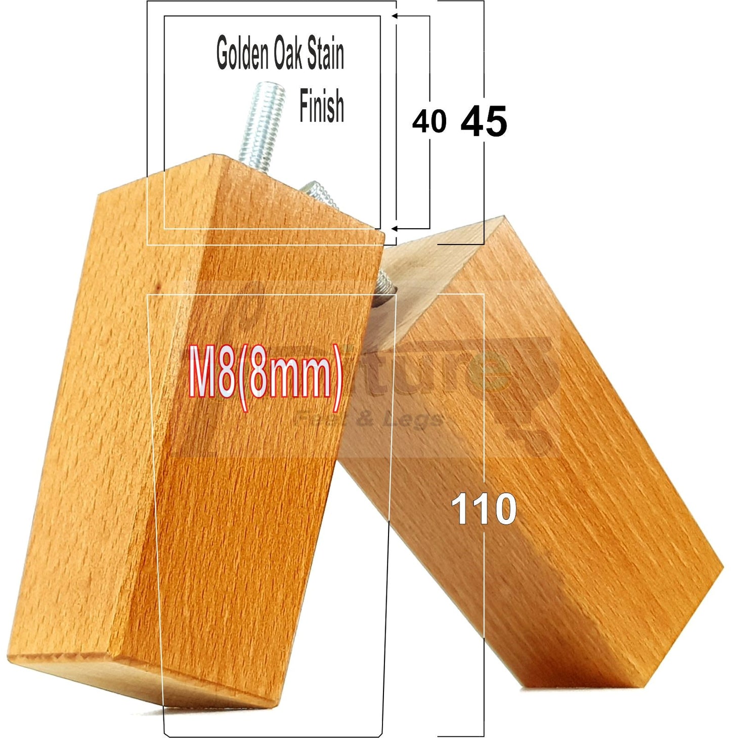 4 Wood Furniture Feet Replacement Legs 110mm High Chairs Stools Sofa Bed Settee & Cabinets M8
