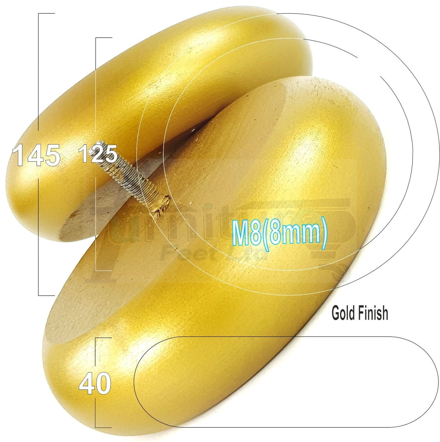 Set Of 4 Turned Wood Furniture Legs Chair Sofa Bed Replacement Bun Feet 40mm High