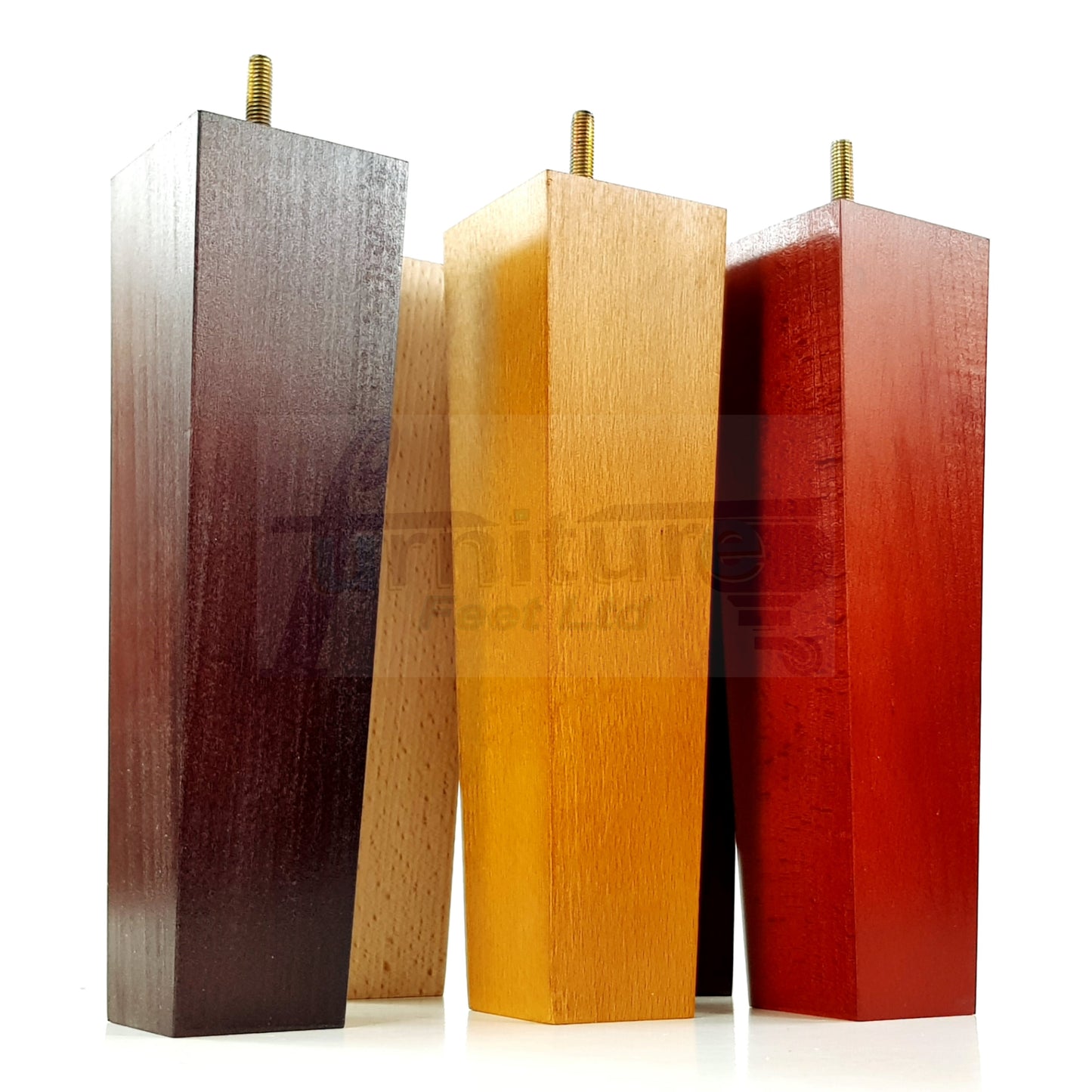 4 Solid Wood Furniture Feet Square Replacement Block Tapered Legs 220mm High M8 Sofa Chairs Stools Cabinets Beds