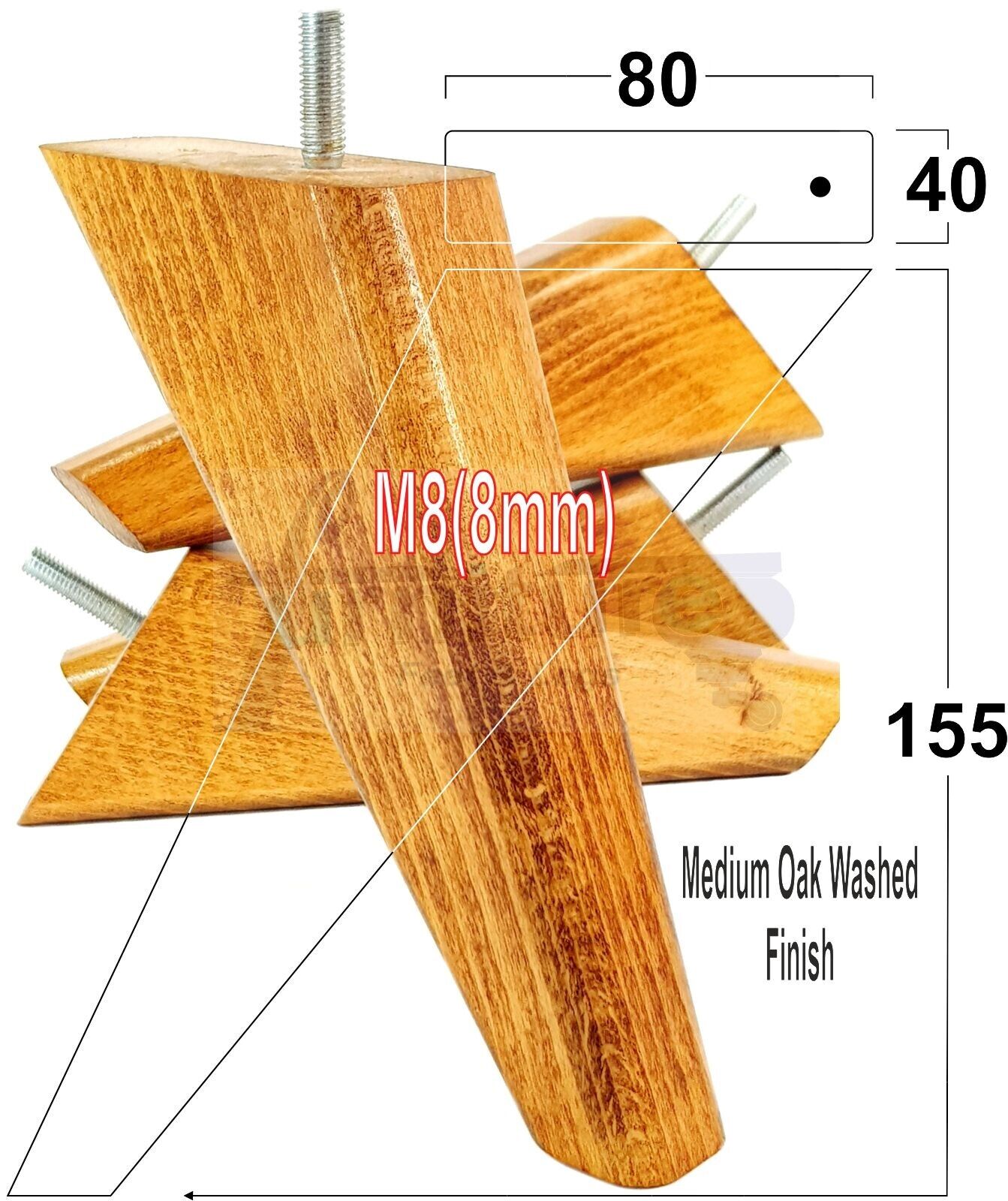 4 Replacement Tapered Feet 150mm High Wood Angled Furniture Legs 6 Inches Tall Chairs Stools Sofa's Beds Settee Cabinets M8