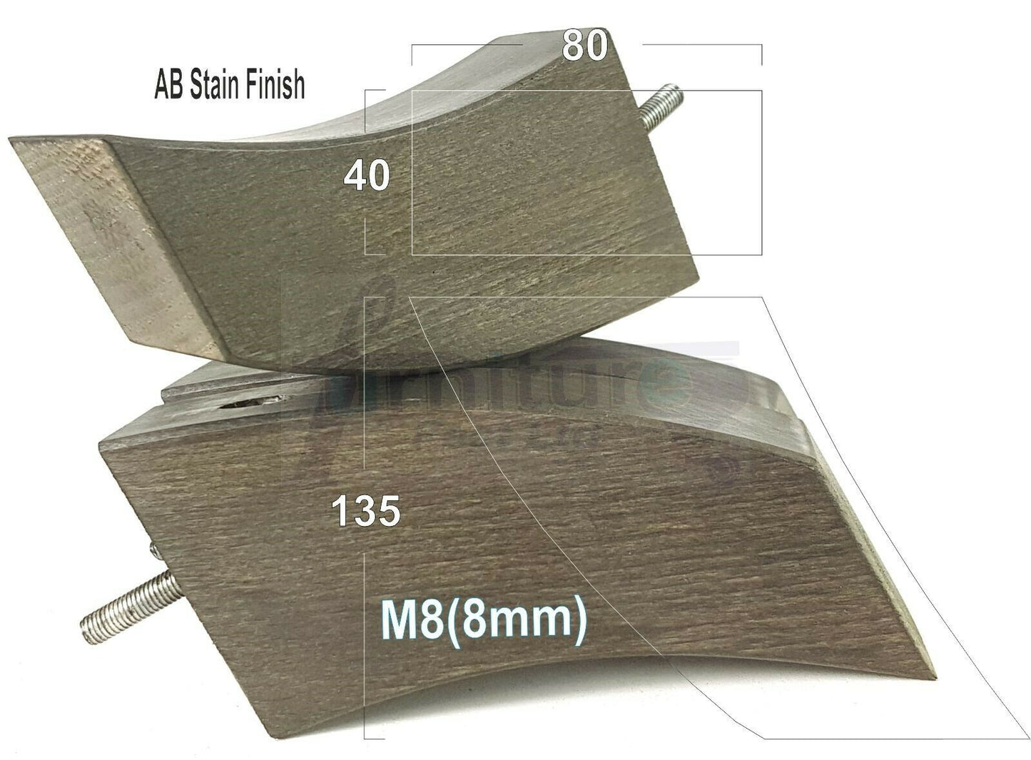 SET OF 4 WOODEN FURNITURE FEET 135mm HIGH REPLACEMENT SOFA LEGS 8mm Thread