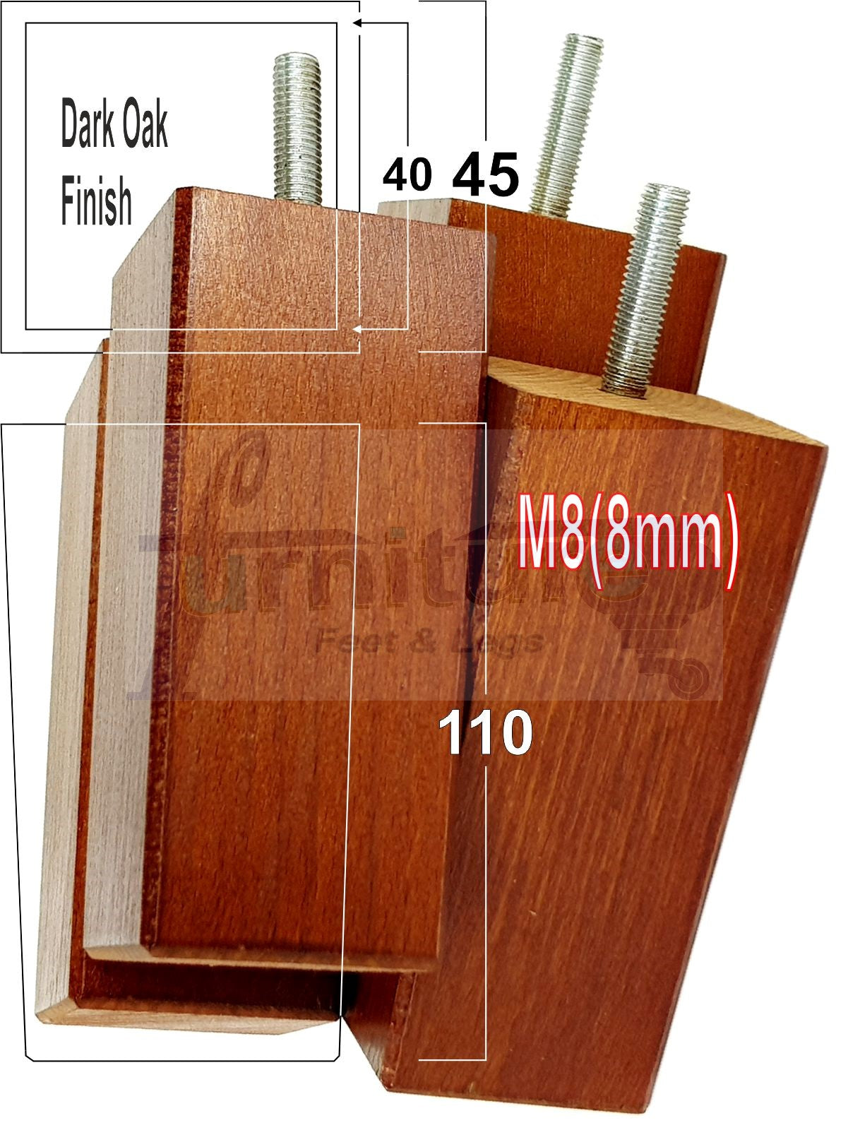 4 Wood Furniture Feet Replacement Legs 110mm High Chairs Stools Sofa Bed Settee & Cabinets M8
