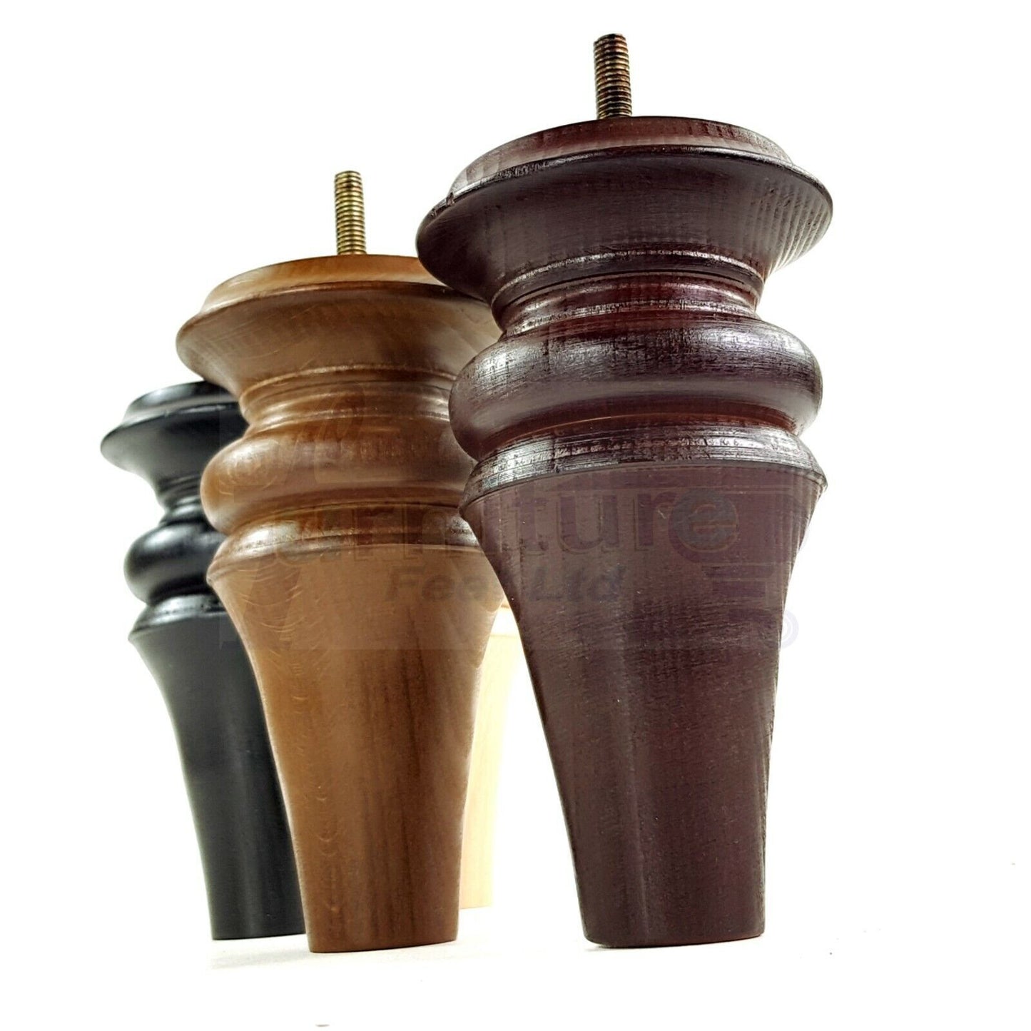 4x Turned Furniture Legs 150mm High M8(8mm) Replacement Feet
