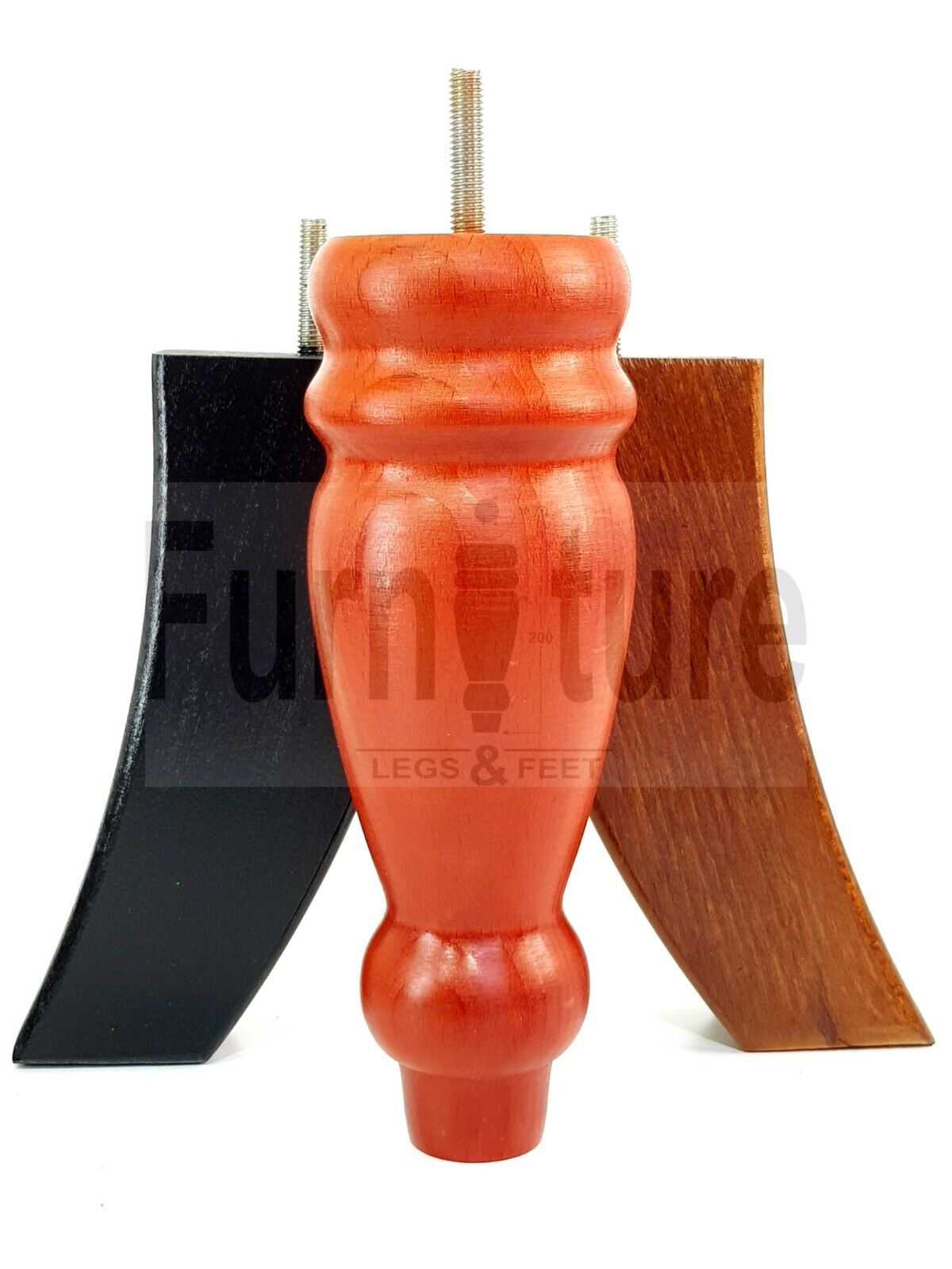 2 Turned Furniture Feet Replacement Sofa Legs 200mm & 2 Curved Back Legs 185mm for Chairs Sofa Settee Cabinets M8